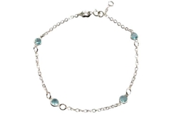 Pulseira Elo Português com Pedrinhas Aqua Prata 925 - PLPRF0069 - comprar online