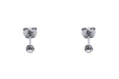 Brinco Strass Cristal 2mm Aço - BRAÇ0150