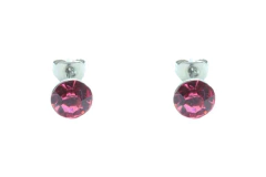 Brinco Strass Rosa Rei 6mm Aço - BRAÇ0135