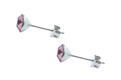 Brinco Strass Rosa Chá 6mm Aço - BRAÇ0136 - comprar online