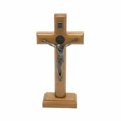 Crucifixo 17 cm - Parede e mesa - Com Medalha de São Bento - comprar online