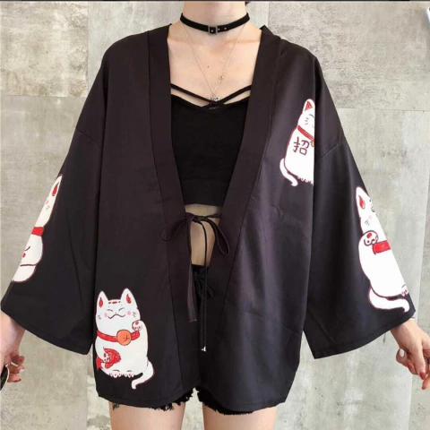 Haori de gato de la suerte