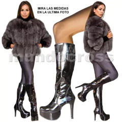 Sexys Botas Altas Plataf. Taco Aguja Charol Negro Talles Grandes
