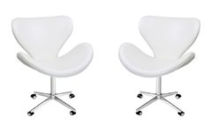 Imagem do Kit 2 Poltronas Decorativa Swan Giratória Com Rodinhas