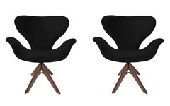 Kit 2 Poltronas Decorativa Tulipa Slim Giratória De Madeira
