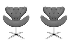 Kit 2 Poltronas Decorativa Elegance Capitonê Giratória