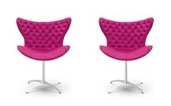 Imagem do Kit 2 Poltronas Decorativa Mini Egg Capitonê Giratória