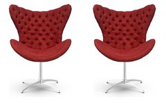 Kit 2 Poltronas Decorativa Egg Capitonê Giratória Alumínio