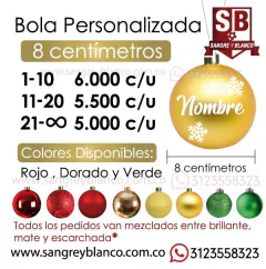 Bola navidad Dorada personalizada 8 cm