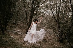 VESTIDO GINGER - vestido duas peças com tubinho silhueta A em micro paetê, com vetido em tule com aplicações de cristais svarowski aplicados. - comprar online