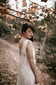 VESTIDO GINGER - vestido duas peças com tubinho silhueta A em micro paetê, com vetido em tule com aplicações de cristais svarowski aplicados. - Vestidos de noiva exclusivos ARTHA ATELIER