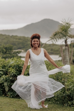 Imagem do VESTIDO GINGER - vestido duas peças com tubinho silhueta A em micro paetê, com vetido em tule com aplicações de cristais svarowski aplicados.