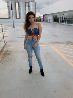 Cropped Jeans Burn ( encomenda ) - Baby Black Shop