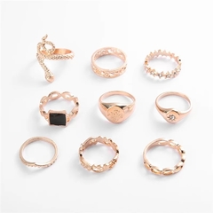 Anéis conjunto 9 peças golden - Baby Black Shop