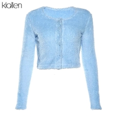 Casaco Cropped Blue Furry - Baby Black Shop