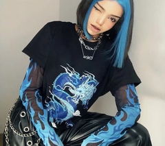 Cropped Camiseta blue dragon
