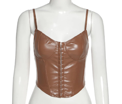 Cropped corset couro
