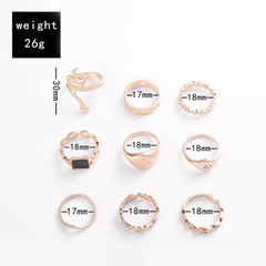 Anéis conjunto 9 peças golden - comprar online