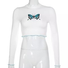 Cropped Butterfly manga longa - Baby Black Shop