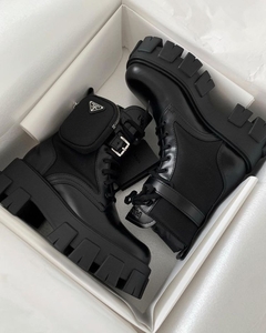 Bota Prada Monolotith nylon e couro - Baby Black Shop