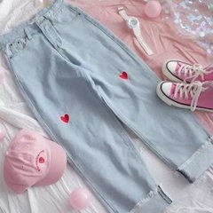 Calça mom jeans cintura alta heart ( encomenda )