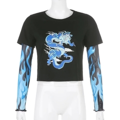 Cropped Camiseta blue dragon na internet