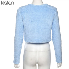 Casaco Cropped Blue Furry