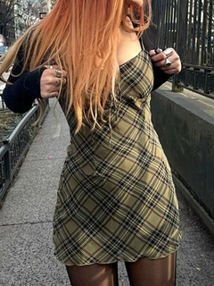 Vestido checkered print - Baby Black Shop