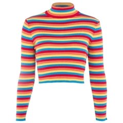 Cropped rainbow manga longa (encomenda) - loja online