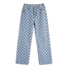 Calça jeans Checkerboard (encomenda) - Baby Black Shop