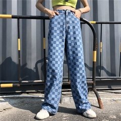 Calça jeans Checkerboard (encomenda)