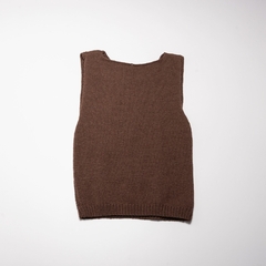 CHALECO MARRON LANA PARCHES CUERO - comprar online