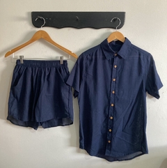 Camisa Marinho Cambraia de Algodão - comprar online