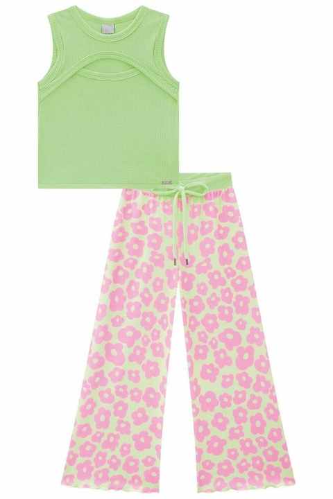 CONJUNTO BLUSA E CALÇA WIDE LEG FLORIDA INFANTI
