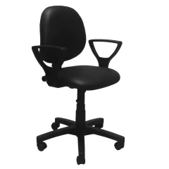 SILLAS GIRATORIA OFICINA  CON APOYA BRAZOS- CUERINA NEGRA