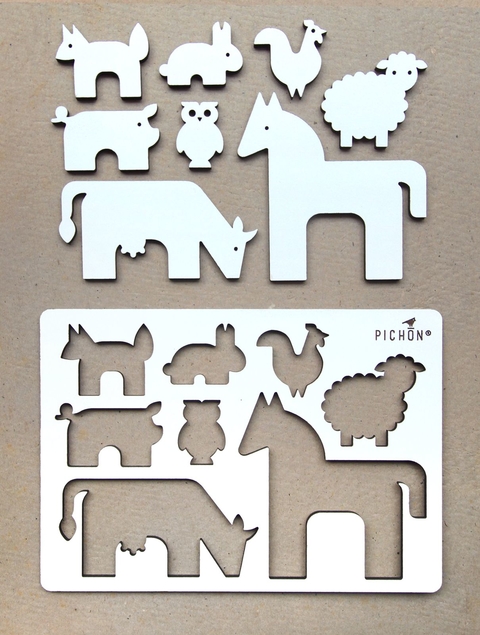 Stencil + encastre: ANIMALES DE LA GRANJA