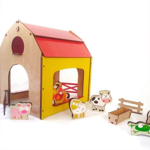 Granja de madera con animales