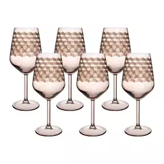 TAÇA GEOMÉTRICA ÂMBAR 490ML - CONJUNTO COM 6