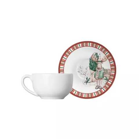 XÍCARA DE CHÁ COM PIRES ENCANTO NATALINO - CONJUNTO COM 2