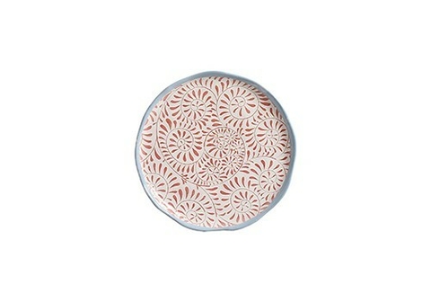 PRATO SOBREMESA VERMELHO ESPIRAL - CONJUNTO COM 6