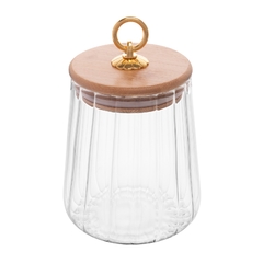 POTE DE VIDRO COM TAMPA DE BAMBU CLASSIC 650ML - EntreLaço Casa