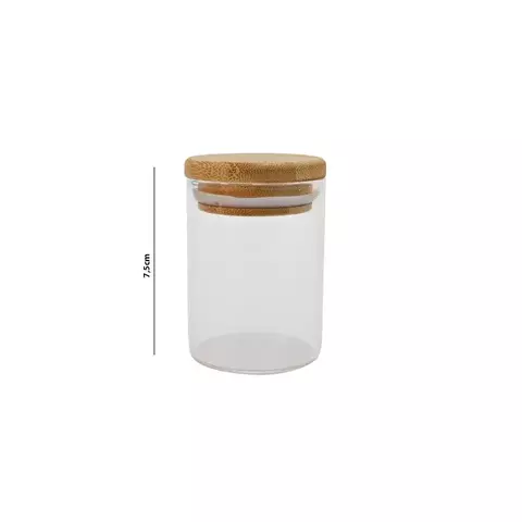 POTES DE MANTIMENTOS COM TAMPA DE BAMBU 110ML - CONJUNTO COM 2