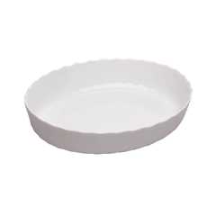 TRAVESSA OVAL DE VIDRO OPALINO BRANCA 32x24,5x6CM