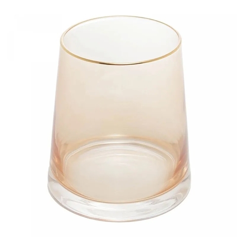 VASO DE VIDRO COM FIO DE OURO AMBAR 11x11x12CM