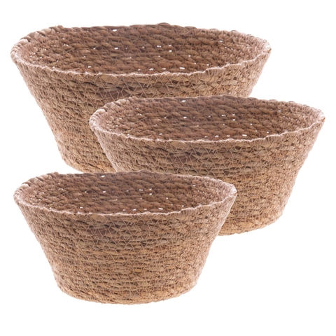 CESTOS REDONDOS DE FIBRA NATURAL - CONJUNTO COM 3