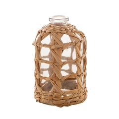 VASO VIDRO E FIBRA NATURAL 9x15CM - comprar online