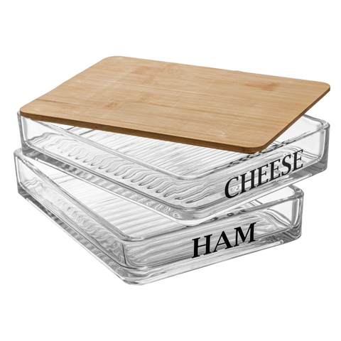 PORTA FRIOS COM TAMPA DE BAMBU BASIC 20x15x8CM