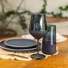 TAÇA DE VIDRO DUO AZUL 490ML - CONJUNTO COM 6 - EntreLaço Casa