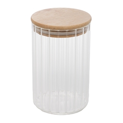 POTE DE VIDRO COM TAMPA DE BAMBU 700ml - comprar online