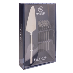 KIT ESPÁTULA PARA BOLO E 6 GARFOS PARA SOBREMESA FIRENZE - AÇO INOX - EntreLaço Casa
